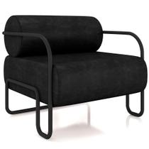 Poltrona Decorativa Pés Industrial Moscou K01 material sintético Preto - Lyam Decor