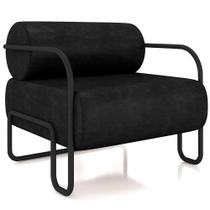 Poltrona Decorativa Pés Industrial Moscou K01 material sintético Preto - Lyam Decor