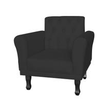 Poltrona Decorativa Pés Luis VX Para Recepção Classic Suede Preto - LM DECOR
