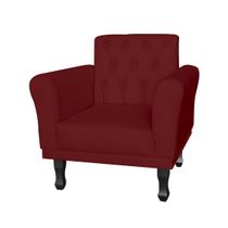 Poltrona Decorativa Pés Luis VX Para Recepção Classic Suede Vermelho Bordo - LM DECOR