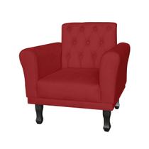 Poltrona Decorativa Pés Luis VX Para Recepção Classic Suede Vermelho - DL Decor