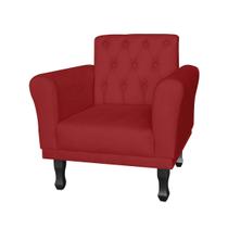 Poltrona Decorativa Pés Luis VX Para Recepção Classic Suede Vermelho - LM DECOR