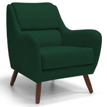 Poltrona Decorativa Pés Madeira Gooby B-303 Veludo Verde Musgo - Domi