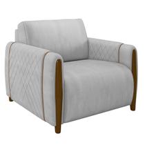 Poltrona Decorativa Pés Madeira Maceió Veludo Cinza G45 - Gran Belo Poltrona Decorativa Pés Madeira Maceió Veludo Cinza G45 - Gran Belo