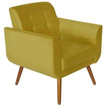 Poltrona Decorativa Pés Palito Agata Suede Amarelo - Kasa Sofá