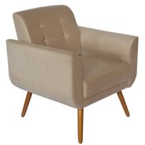 Poltrona Decorativa Pés Palito Agata Suede Bege - Kasa Sofá