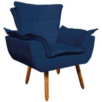 Poltrona Decorativa Pés Palito Charger Suede Azul Marinho G19 - Gran Belo Poltrona Decorativa Pés Palito Charger Suede Azul Marinho G19 - Gran Belo