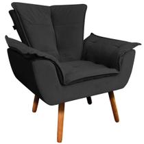 Poltrona Decorativa Pés Palito Charger Veludo Preto G19 - Gran Belo Poltrona Decorativa Pés Palito Charger Veludo Preto G19 - Gran Belo