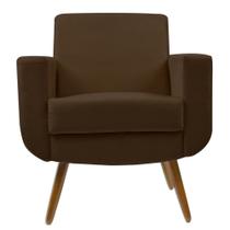 Poltrona Decorativa Pés Palito Cristal Suede Marrom - DS Estofados