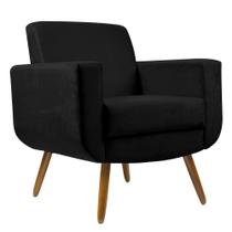 Poltrona Decorativa Pés Palito Cristal Suede Preto - DS Estofados