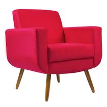 Poltrona Decorativa Pés Palito Cristal Suede Vermelho Casa Sala - DS Estofados