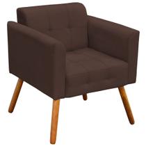 Poltrona Decorativa Pés Palito Karen Suede Marrom G19 - Gran Belo Poltrona Decorativa Pés Palito Karen Suede Marrom G19 - Gran Belo