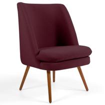 Poltrona Decorativa Pés Palito Madeira Pérsia B-278 Suede Marsala - Domi