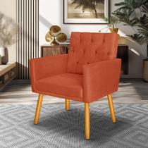 Poltrona Decorativa Pés Palito Nina Capitonê tecido Suede