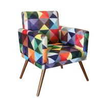 Poltrona Decorativa Pés Palito Nina Com Rodapé Suede Triangulo