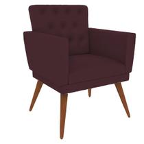 Poltrona Decorativa Pés Palito Nina Encosto Estilo Capitonê Bordo