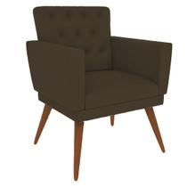 Poltrona Decorativa Pés Palito Nina Encosto Estilo Capitonê Marrom