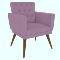 Poltrona Decorativa Pés Palito Nina Encosto Estilo Capitonê Rosa Bebê