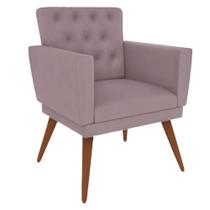 Poltrona Decorativa Pés Palito Nina Encosto Estilo Capitonê Rosê