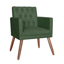 Poltrona Decorativa Pés Palito Nina Encosto Estilo Capitonê Verde - DS Estofados