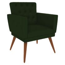 Poltrona Decorativa Pés Palito Nina Encosto Estilo Capitonê Verde