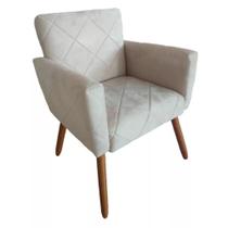 Poltrona Decorativa Pés Palito Nina Estilo Costura Bege - SA Móveis