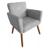 Poltrona Decorativa Pés Palito Nina Estilo Costura Cinza - SA Móveis