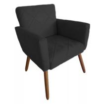 Poltrona Decorativa Pés Palito Nina Estilo Costura Preto - SA Móveis