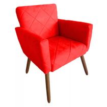 Poltrona Decorativa Pés Palito Nina Estilo Costura Vermelho - SA Móveis