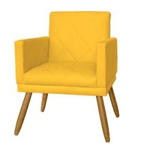 Poltrona Decorativa Pés Palito Nina Estilo Matelassê Amarelo - DS Estofados