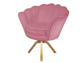 Poltrona Decorativa Pétala Base Giratória Madeira Suede Rosa Ms Decor