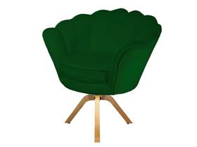 Poltrona Decorativa Pétala Base Giratória Madeira Suede Verde Ms Decor