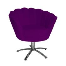 Poltrona Decorativa Pétala Base Giratória Metal Suede Roxo Mz Decor