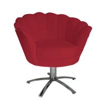 Poltrona Decorativa Pétala Base Giratória Metal Suede Vermelho Mz Decor