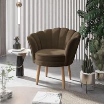 Poltrona Decorativa Pétala Luxo Veludo Marrom Pés Palito - Visan Estofados