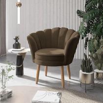 Poltrona Decorativa Pétala Luxo Veludo Marrom Pés Palito - Visan Estofados