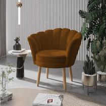 Poltrona Decorativa Pétala Luxo Veludo Terra Cota Pés Palito - Visan Estofados