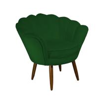 Poltrona Decorativa Pétala Pés Palito Suede Verde - DS Estofados