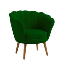 Poltrona Decorativa Pétala Sala de Estar Tecido Suede Verde Kimi Decor