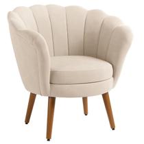 Poltrona Decorativa Pétala Sued Bege - Kimi Design