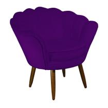 Poltrona Decorativa Pétala Suede Roxo Pés Madeira Mz Decor Poltrona Decorativa Pétala Suede Roxo Pés Madeira Mz Decor