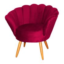 Poltrona Decorativa Pétala Veludo Vermelho Escalate - DS ESTOFADOS