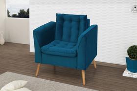 Poltrona Decorativa Phoenix Veludo Azul Lux Poltrona Decorativa Phoenix Veludo Azul Lux