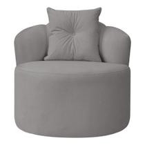 Poltrona Decorativa Plaza Linho Bouclê Cinza Poltrona Decorativa Plaza Linho Bouclê Cinza