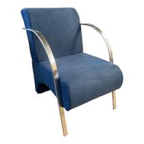 Poltrona Decorativa Predoli Braço de Alumínio Suede, Recepção, Sala, Quarto, Barbeiro, Consultório Poltrona Decorativa Predoli Braço de Alumínio Suede, Recepção, Sala, Quarto, Barbeiro, Consultório