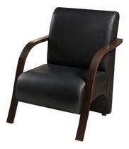 Poltrona decorativa - preto - material sintético - braço em madeira