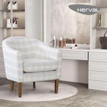 Poltrona Decorativa Quarto Herval Liz, Linho Xadrez Poltrona Decorativa Quarto Herval Liz, Linho Xadrez