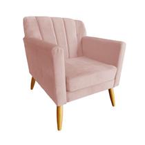 Poltrona Decorativa Raika Pés de Madeira Tecido Veludo Várias Cores - Estopar