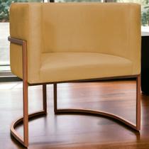 Poltrona Decorativa Recepção Luna Suede Cores Base de Ferro Bronze