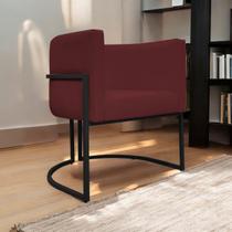 Poltrona Decorativa Recepção Luna Tecido Sintético Cores Base de Ferro Preta